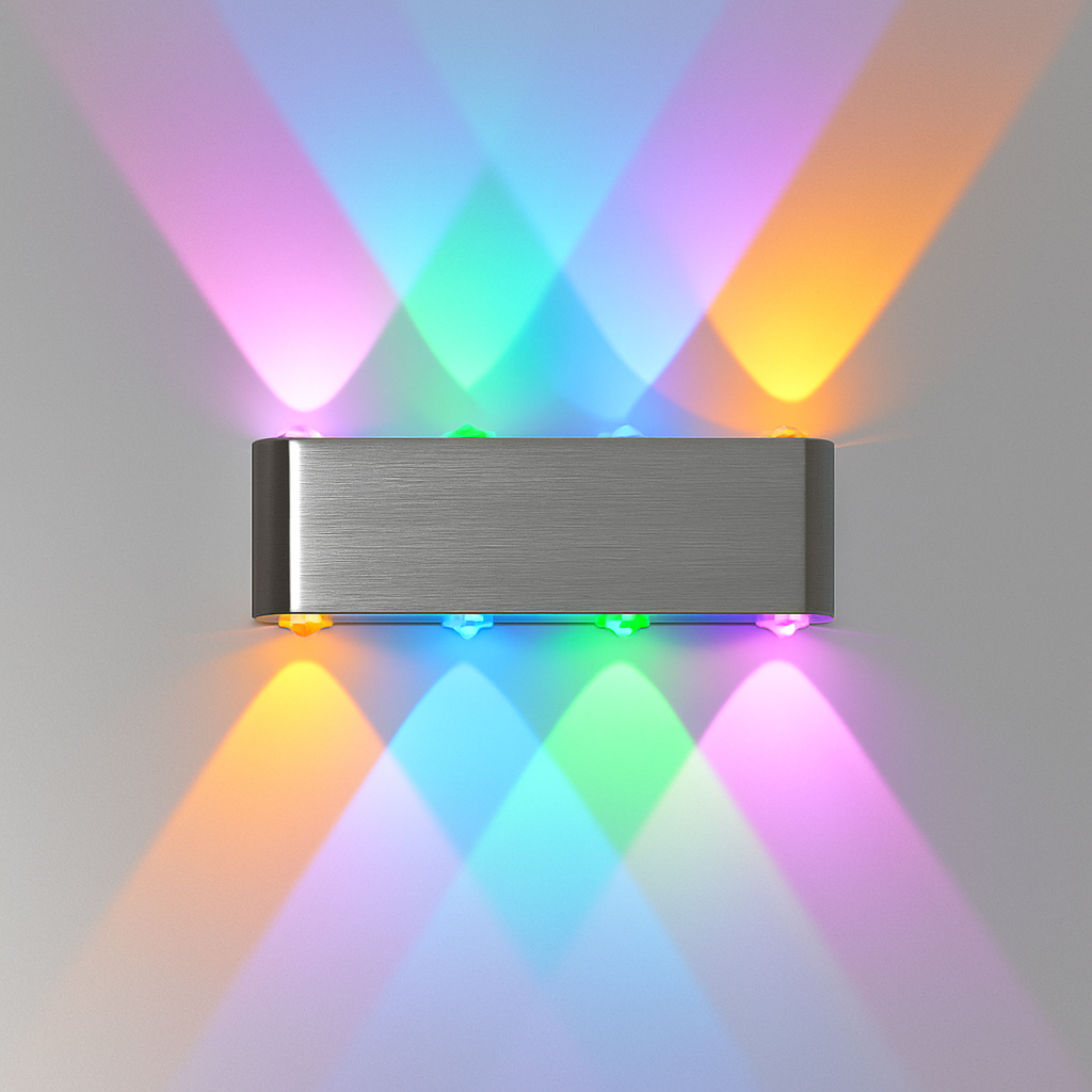Chrome wall light with coloured LED - vue 9 sur 11