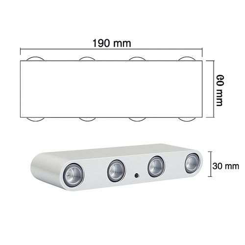 Chrome wall light with coloured LED - vue 12 sur 11