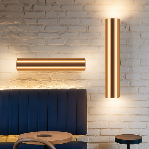 Gold cylindrical LED tube wall light - vue 6 sur 7