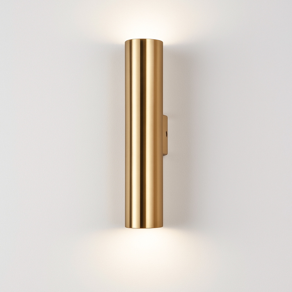 Gold cylindrical LED tube wall light - vue 7 sur 7