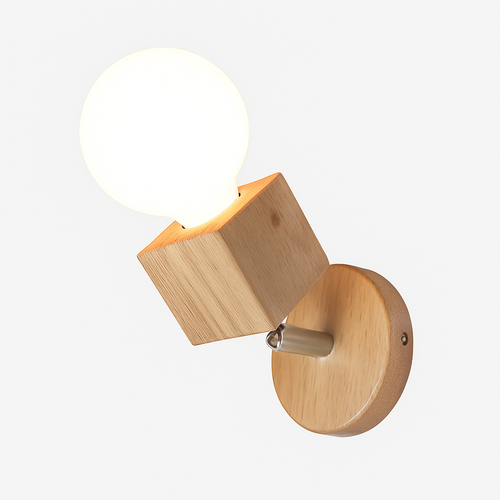 Adjustable oak wood wall light