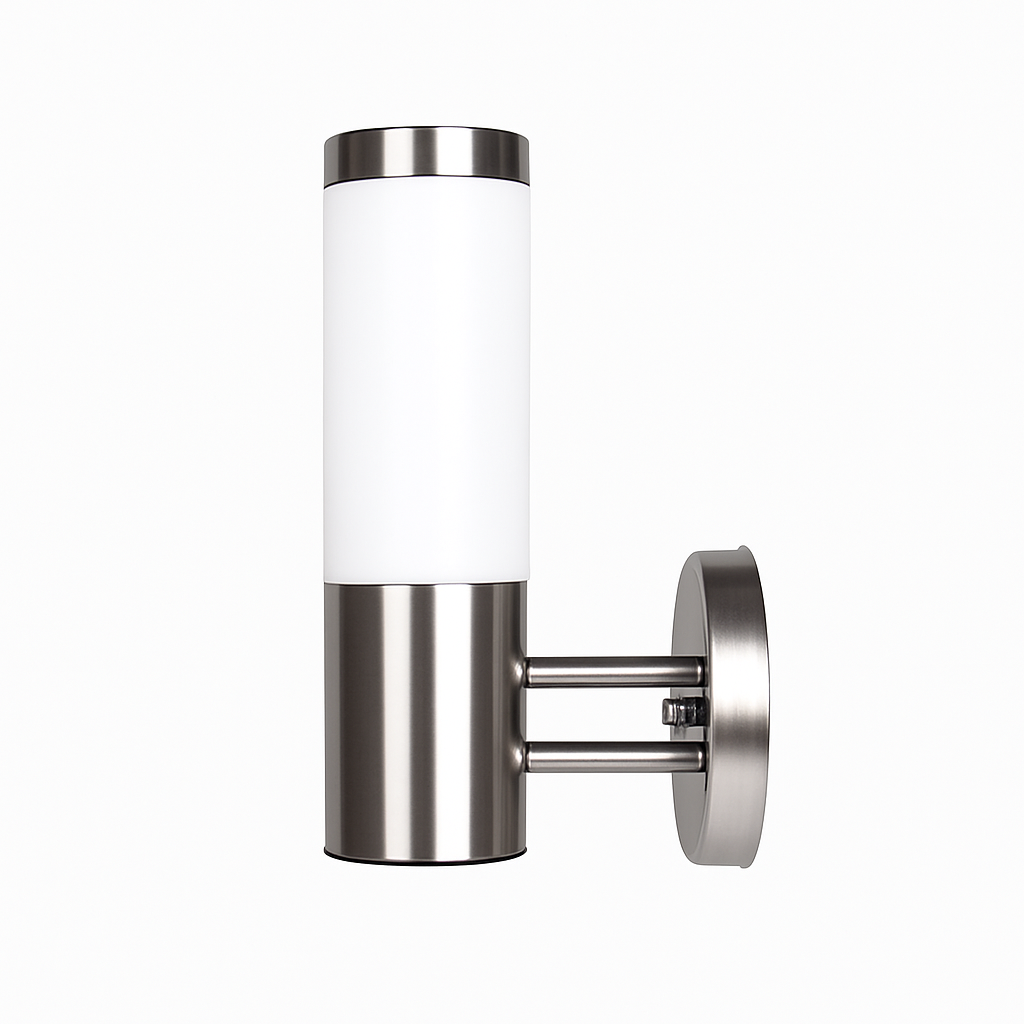 Milky chrome finish LED outdoor wall light