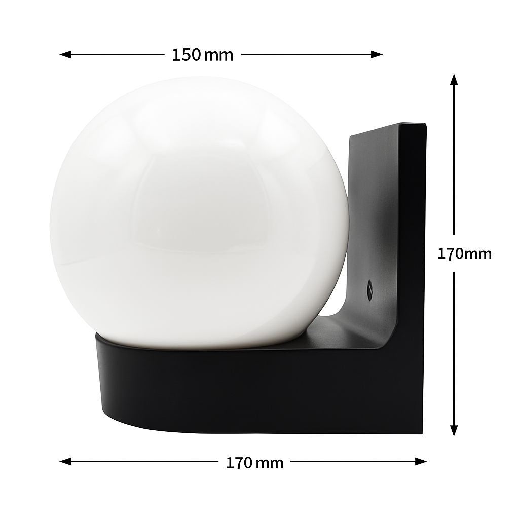 Outdoor LED wall light with base and acrylic globe - vue 5 sur 6