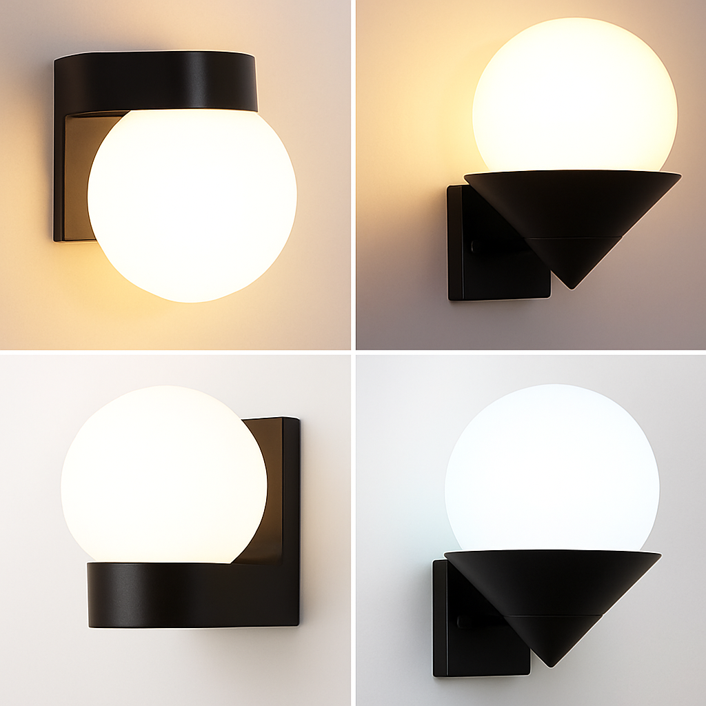 Outdoor LED wall light with base and acrylic globe - vue 6 sur 6