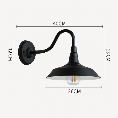 Vintage rustic LED outdoor wall light (black or brown) - vue 5 sur 5