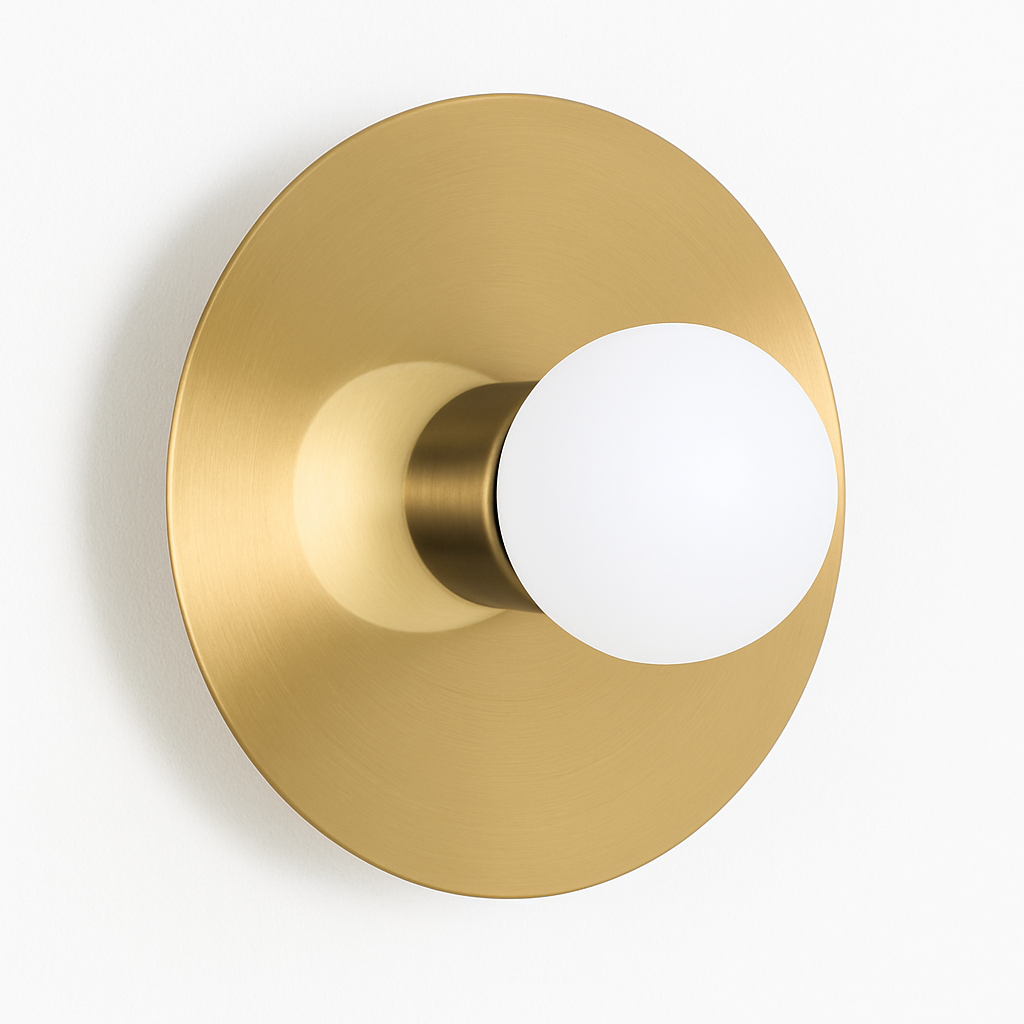 Round gold art style LED wall light - vue 3 sur 5
