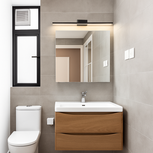 Rectangular bathroom mirror LED wall light cabinet - vue 6 sur 19