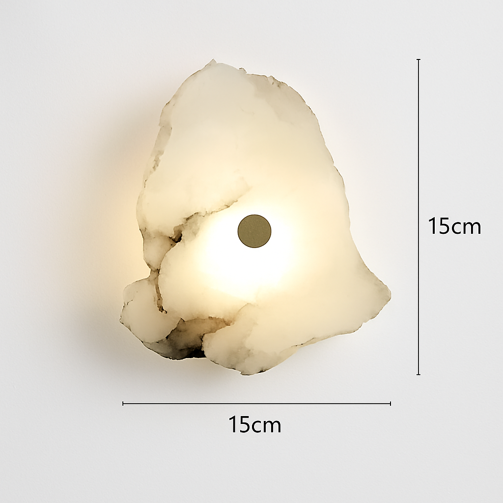 Art deco brass and natural marble wall light