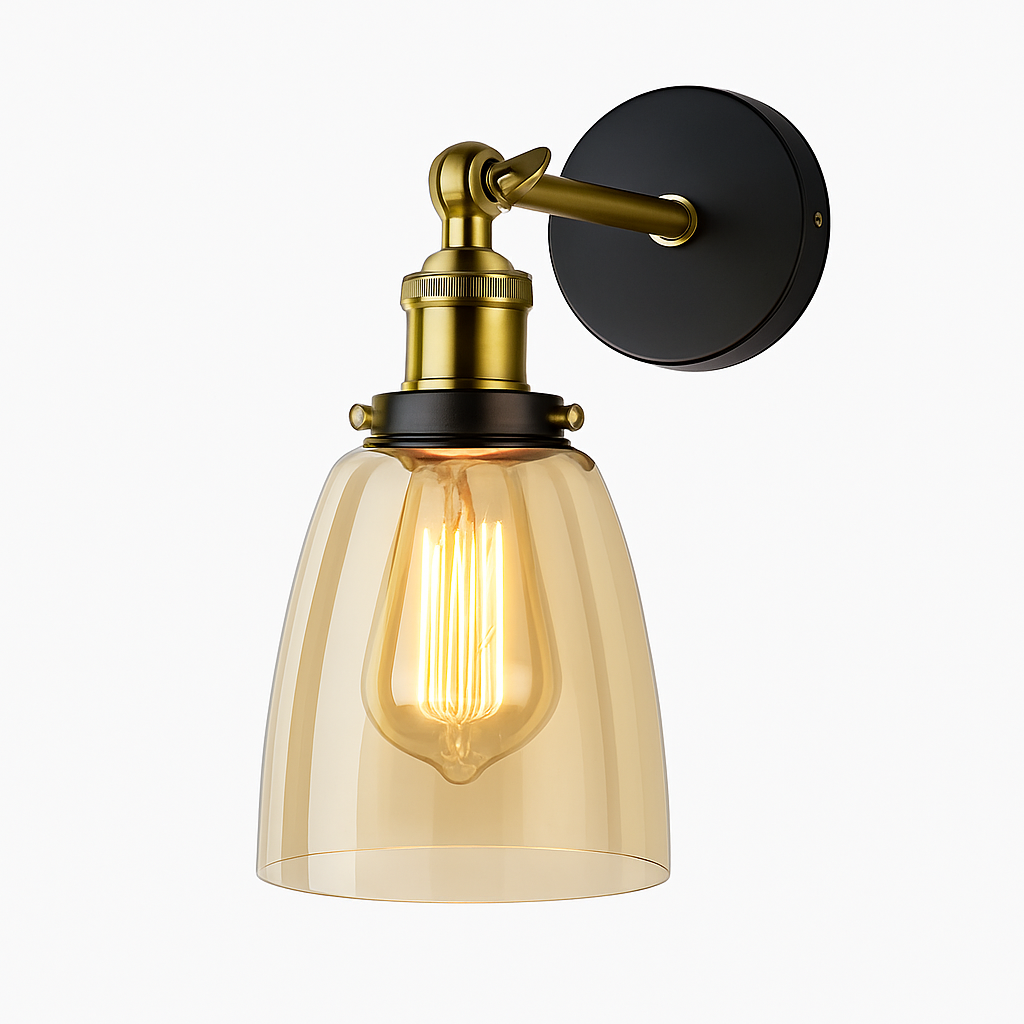 Wall light with glass shade