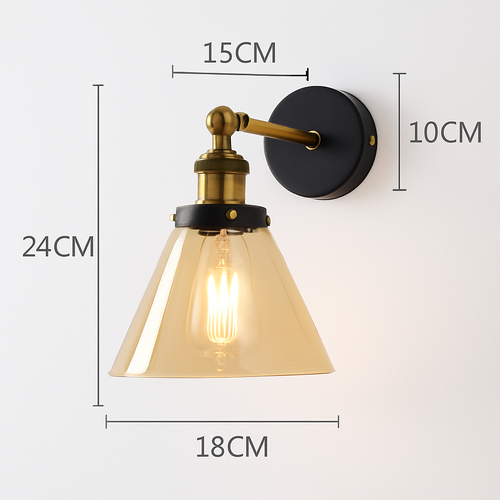 Wall light with glass shade