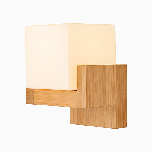 Nordic glass and wood LED wall light for bedside and indoor use - vue 8 sur 20