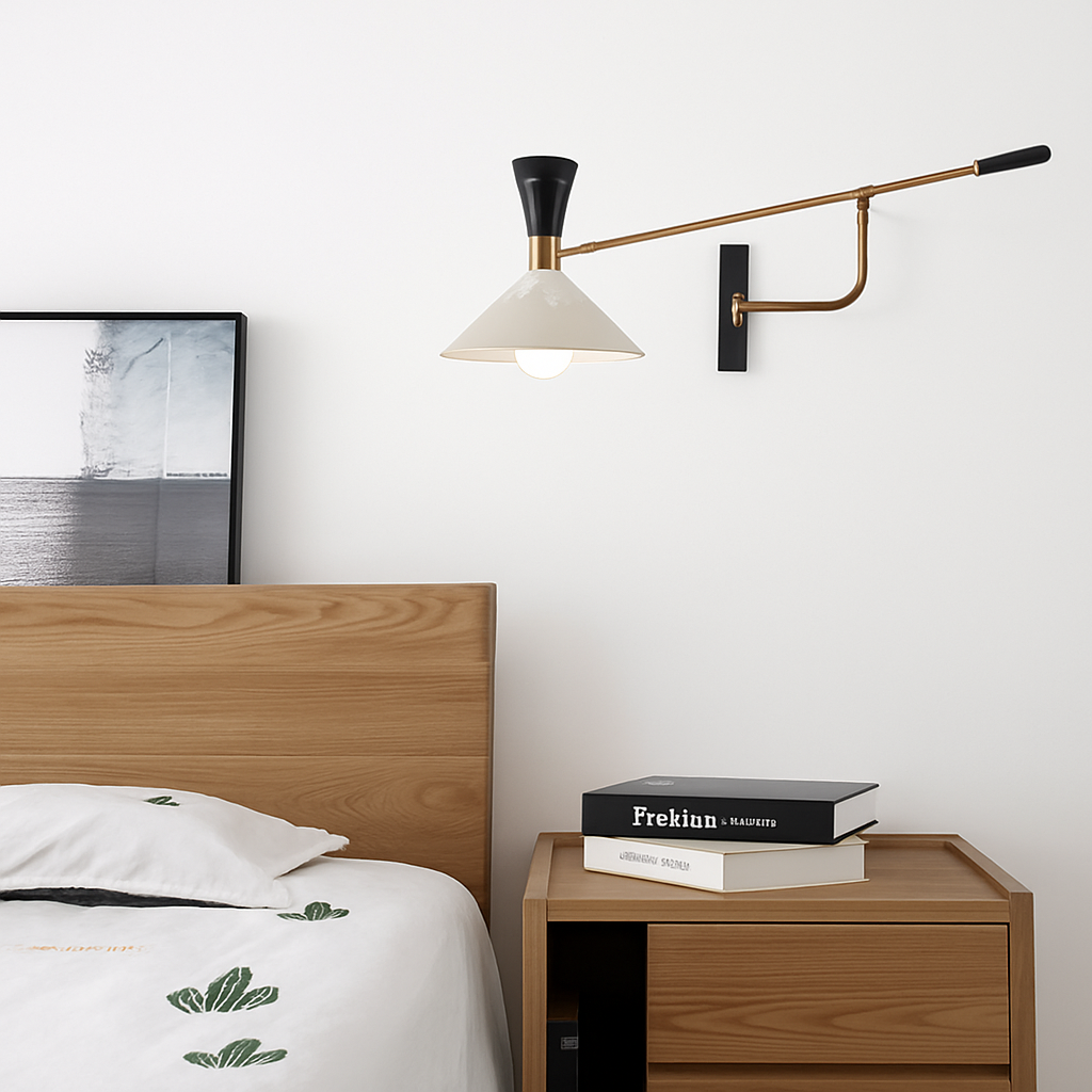 Adjustable long arm metal wall light surface mounted - vue 4 sur 6