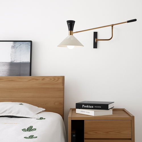 Adjustable long arm metal wall light surface mounted - vue 4 sur 6