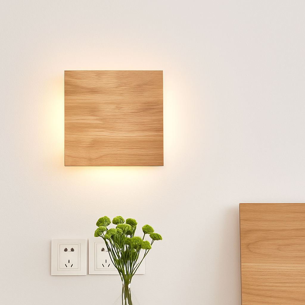 Applique murale carrée en bois naturel - vue 3 sur 10