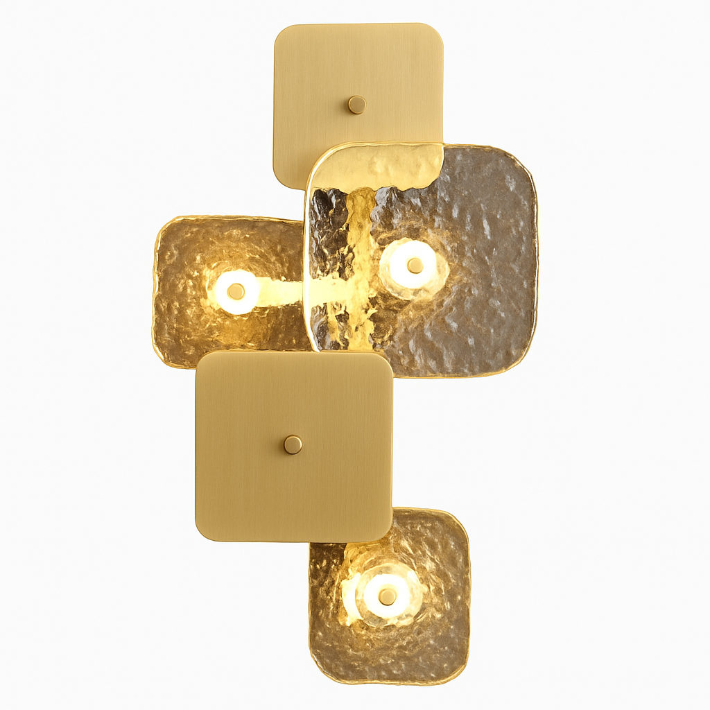 Postmodern luxury copper square wall light