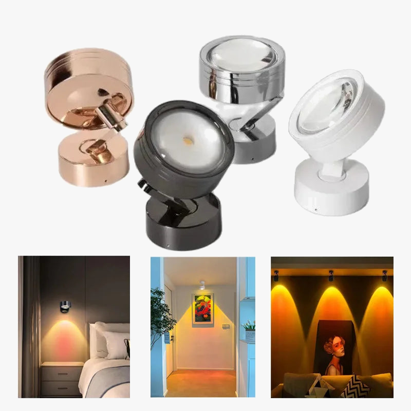 Creative rotating wall light with sunset effect