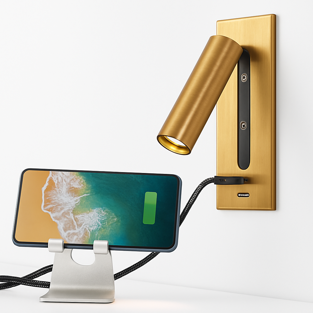 High quality indoor wall light with USB charger - vue 4 sur 12