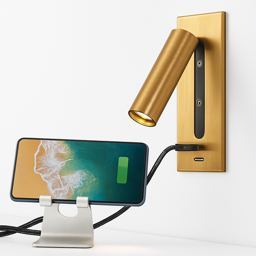 High quality indoor wall light with USB charger - vue 5 sur 12