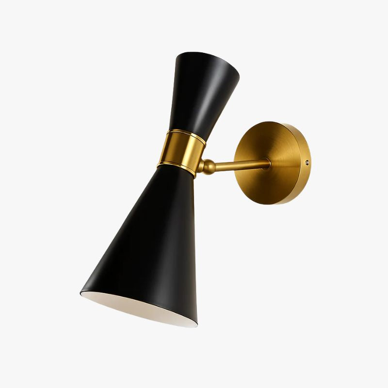 Gold LED designer wall light with creative triangular shade
