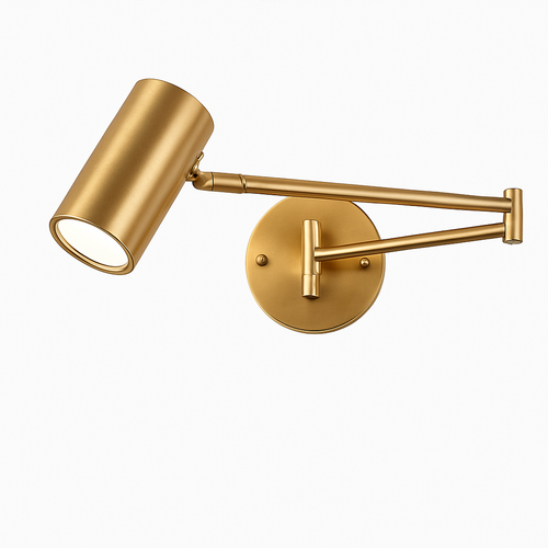 Designer LED wall light with adjustable gold or black metal spot - vue 2 sur 8