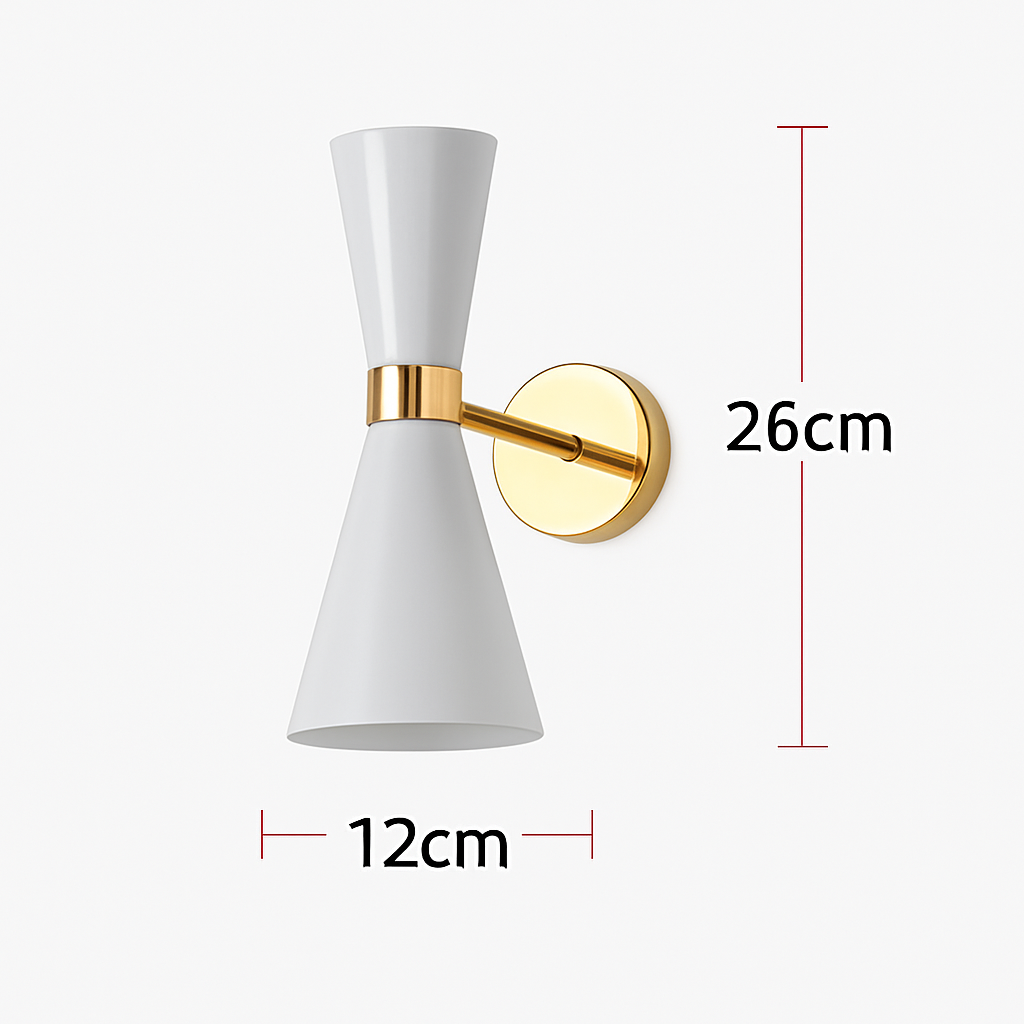Gold LED designer wall light with creative triangular shade - vue 7 sur 7