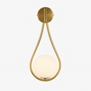 Gold LED designer wall light with white glass sphere Shadow