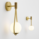 Gold LED designer wall light with white glass sphere Shadow