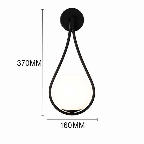 Gold LED designer wall light with white glass sphere Shadow - vue 8 sur 8