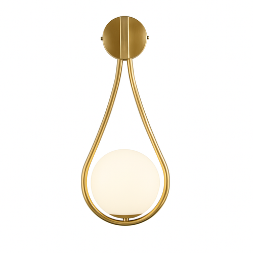 Gold LED designer wall light with white glass sphere Shadow - vue 9 sur 8