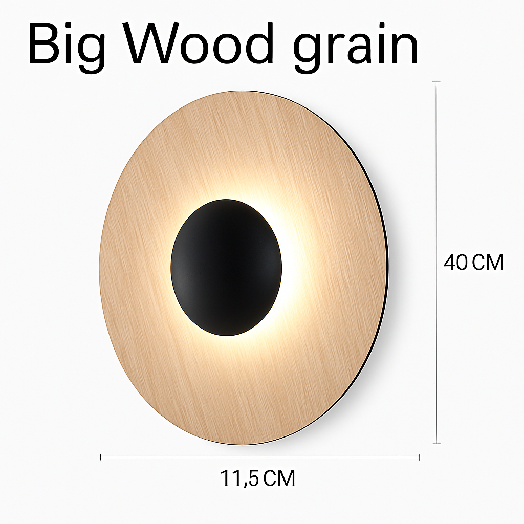 LED design wall light in the shape of a shiny disc