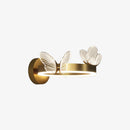 Contemporary round metal LED wall light butterfly design