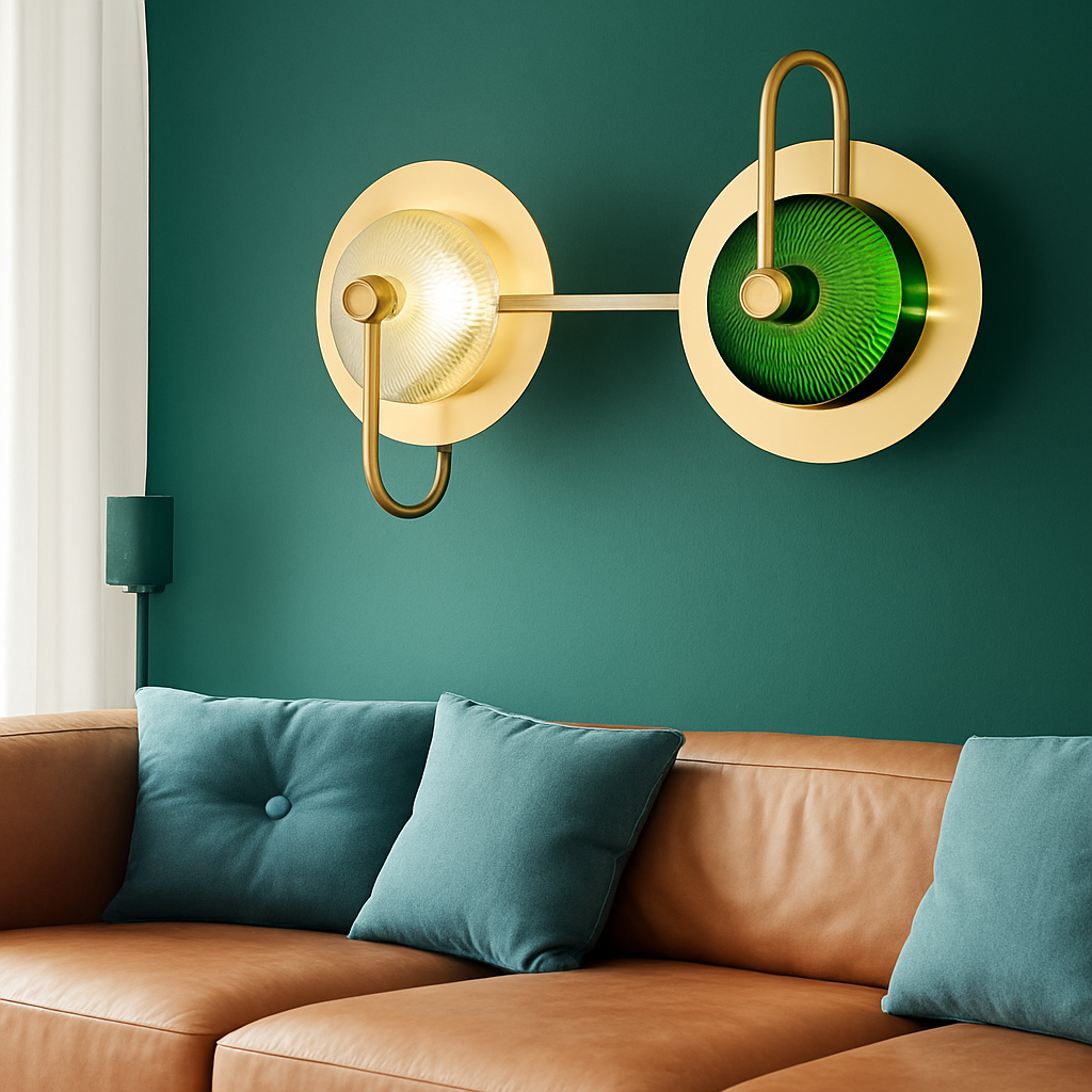 Round gold metal LED designer wall light