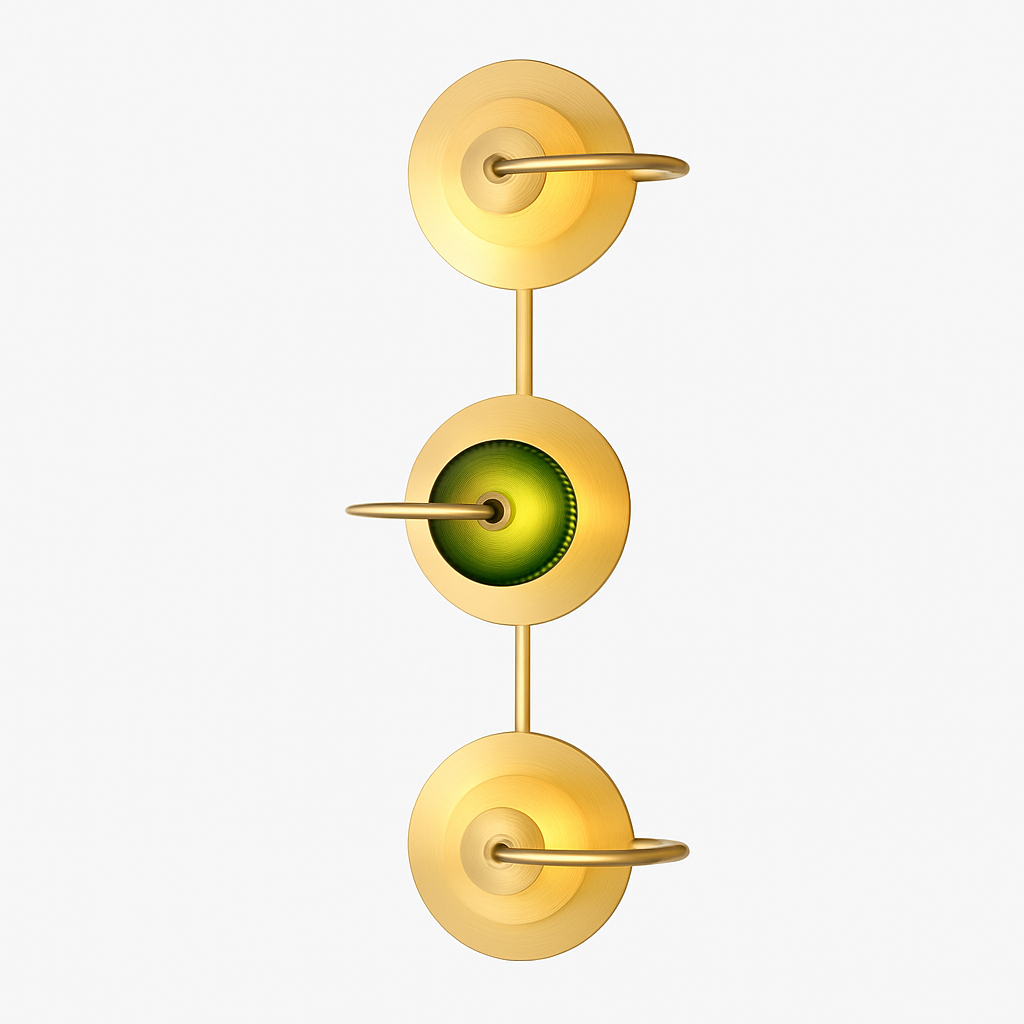 Round gold metal LED designer wall light - vue 7 sur 8