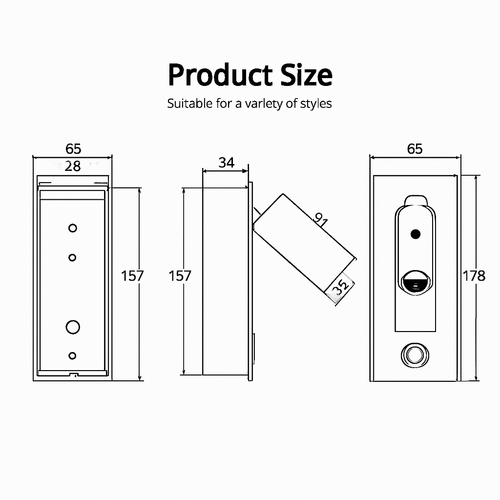 Square LED reading wall light with integrated design - vue 12 sur 11