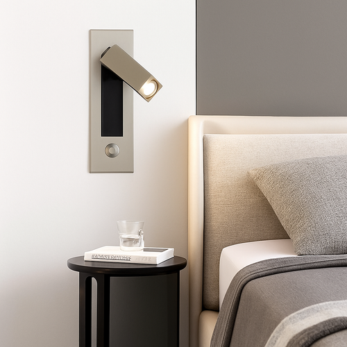 Square LED reading wall light with integrated design - vue 4 sur 11