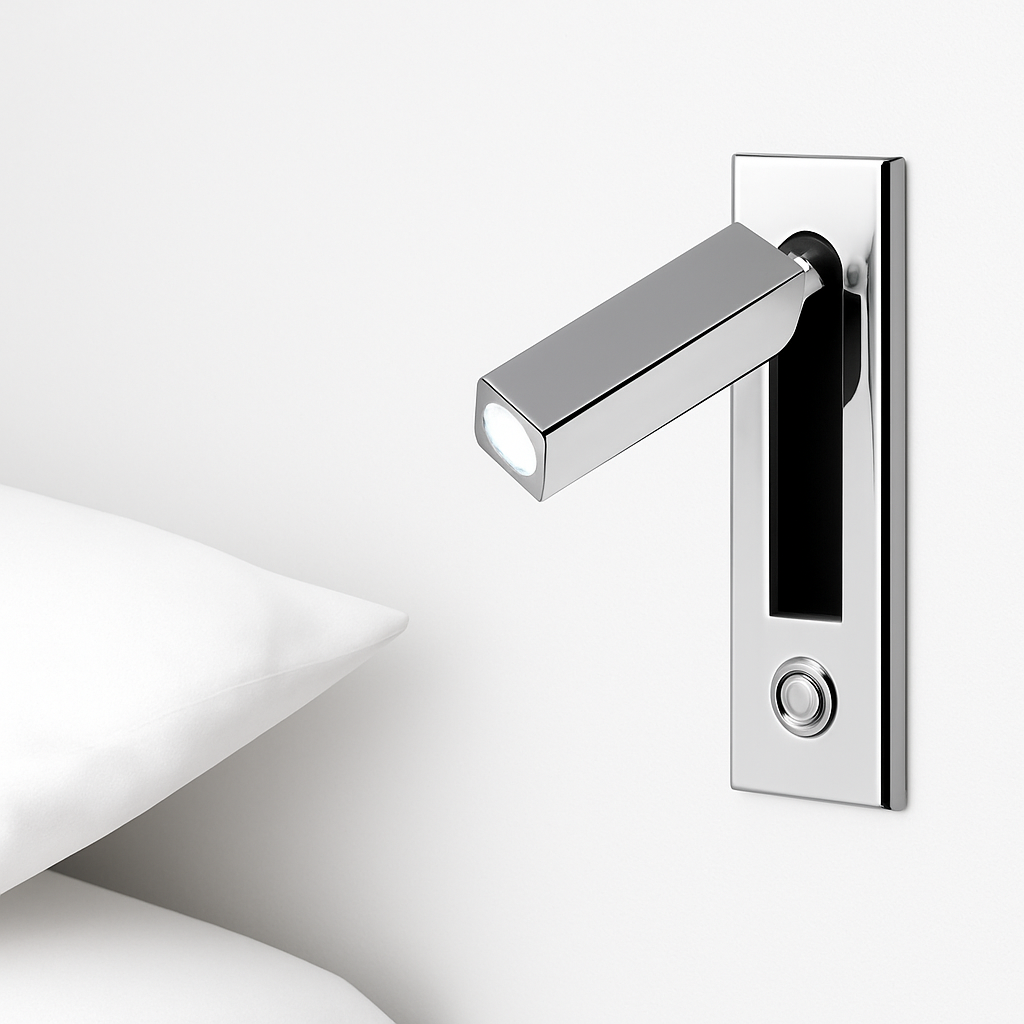 Square LED reading wall light with integrated design - vue 5 sur 11