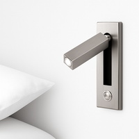 Square LED reading wall light with integrated design