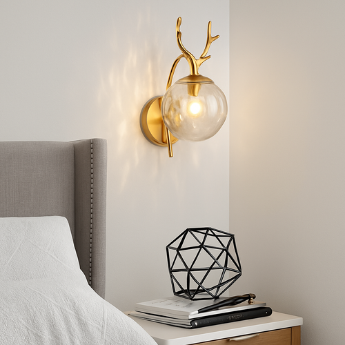 Modern designer wooden deer wall light - vue 6 sur 10