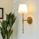 Gold wall light with Real fabric shade