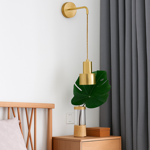 Gold wall light with pendant lamp - vue 3 sur 6