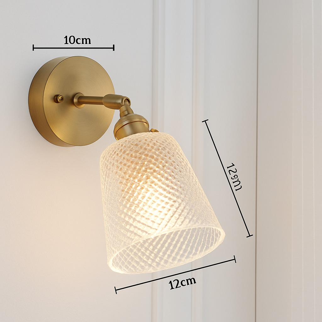 Gold LED wall light with glass lampshade - vue 11 sur 15