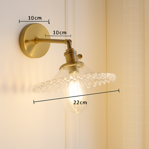 Gold LED wall light with glass lampshade - vue 13 sur 15