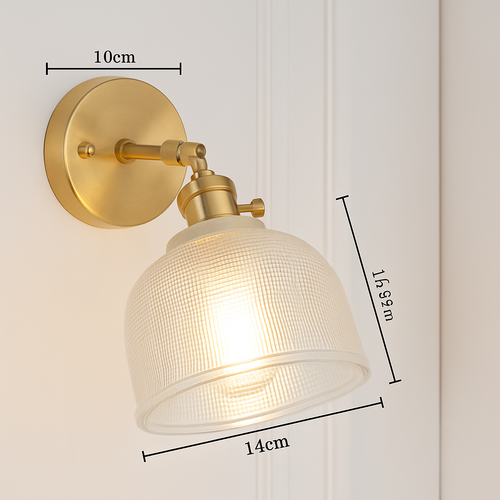 Gold LED wall light with glass lampshade - vue 14 sur 15