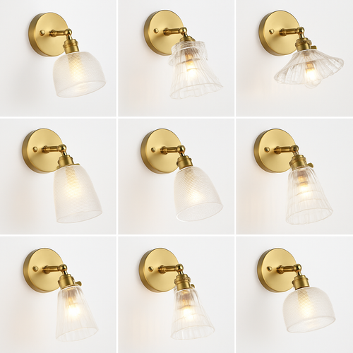 Gold LED wall light with glass lampshade - vue 16 sur 15