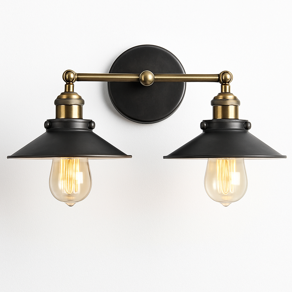 Country rustic gold and black wall light