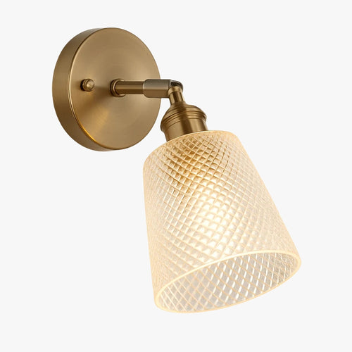 Gold LED wall light with glass lampshade - vue 2 sur 15