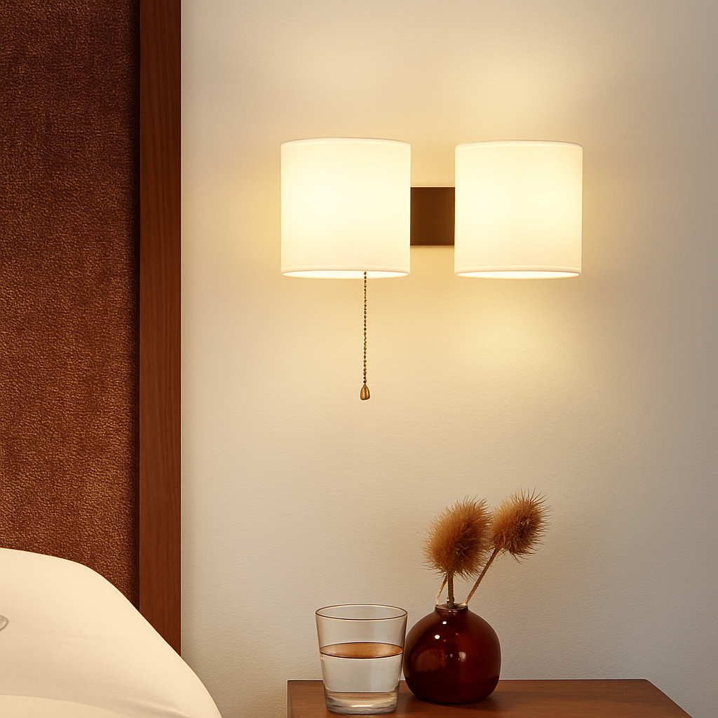 Wooden wall lamp with LED bulb for indoor use - vue 3 sur 12