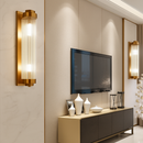 Modern crystal wall light for living room and bedside, glass and gold finish