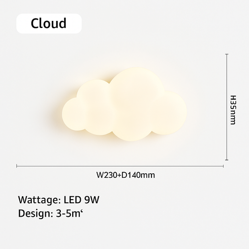 White cloud wall light for children's room - vue 7 sur 8