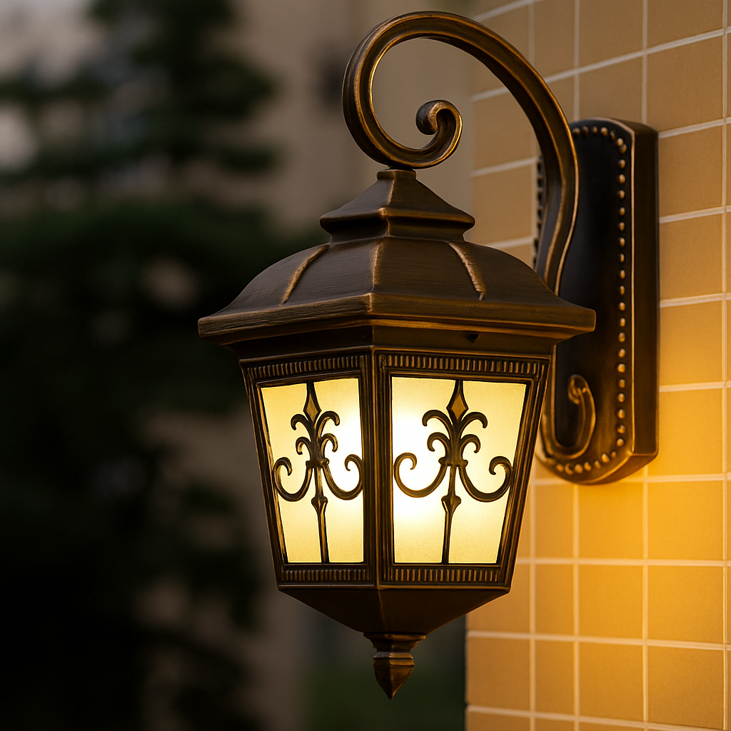 Retro outdoor wall light for garden and courtyard lighting